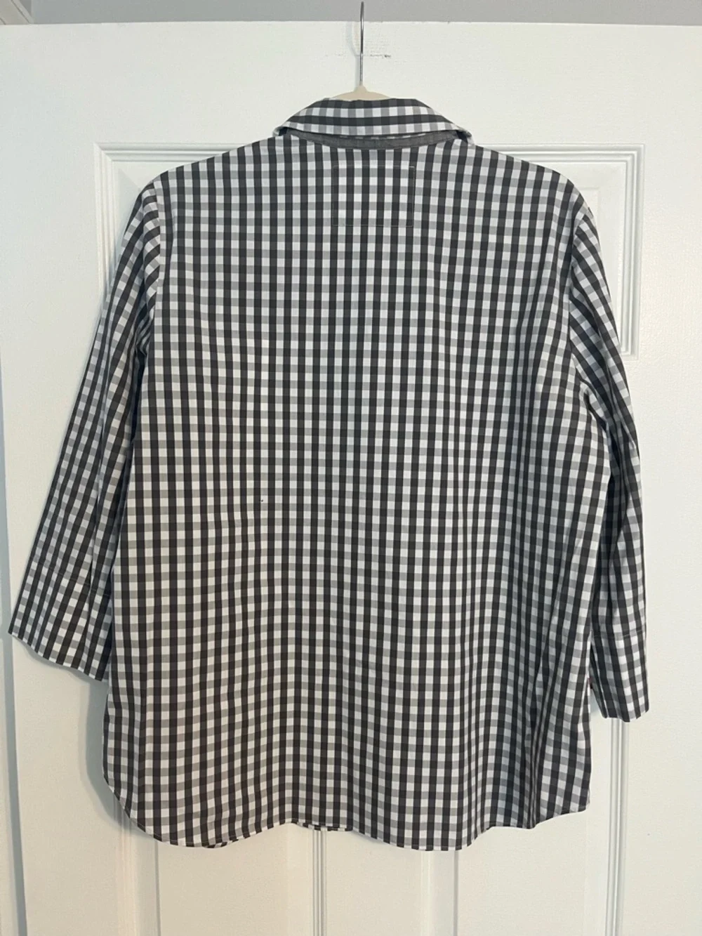 Lafayette 148 New York Gray and White Gingham Shirt - Picture 2 of 8